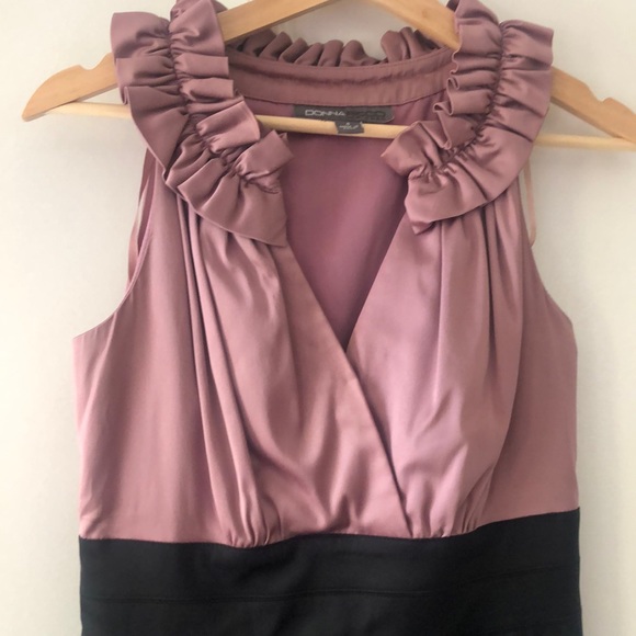 Purple and black satin cocktail dress - Picture 3 of 6